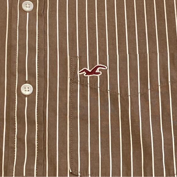 Hollister Brown and White Striped Casual Shirt - Picture 4 of 7